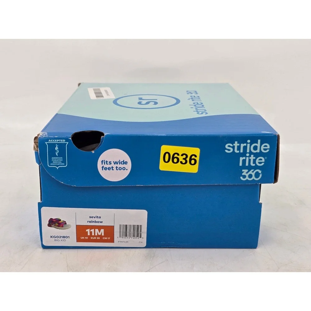 Stride Rite Sevita Rainbow Sandals Big Kid 11M Multi-Color Hook & Loop - New